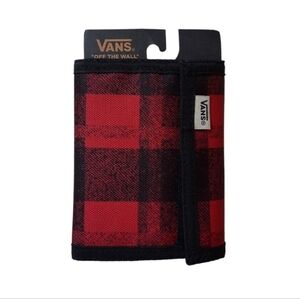 Vans Bifold Wallet Plaid Red Black Men's Active SB Off The Wall